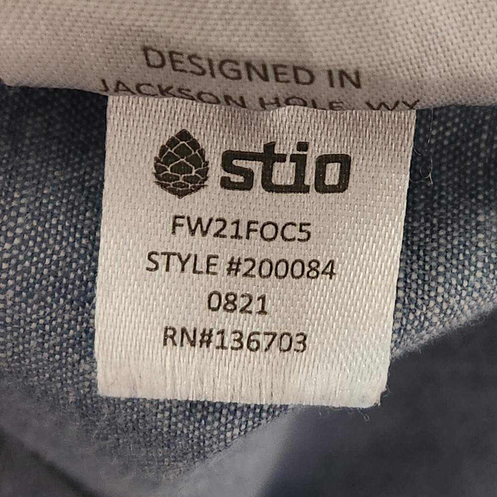Stio Eddy Shirt Mens XXL Blue Chambray Organic Cotton Long Sleeve Western Snap - Picture 8 of 12